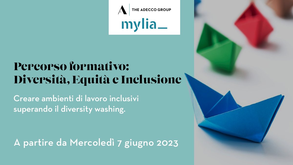 Appuntamento il 7/06 per il ciclo di incontri "Diversità, Equità e Inclusione. Creare ambienti di lavoro inclusivi superando il Diversity Washing”, percorso lanciato da Mylia per discutere delle migliori strategie da integrare in azienda a tema DE&amp;I: bit.ly/428qylT