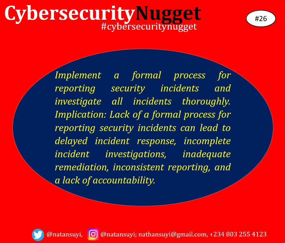 #CybersecurityNugget ... your valuable Cybersecurity insights.

#cybersecurity, #cloudcomputing, #governance, #compliance #cyber #cyberdefense #business #nigeria #africa #nitda #CybersecurityNuggets