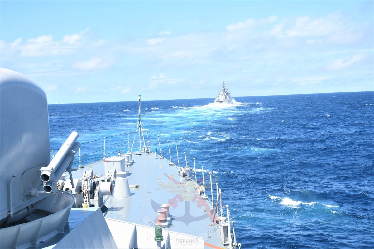 Kenya Navy Ship (KNS) Jasiri and Indian Navy Ship (INS) Trishul conducted a Passage Exercise (PASSEX) outside the Port of Mombasa. bit.ly/3BZK0Xe