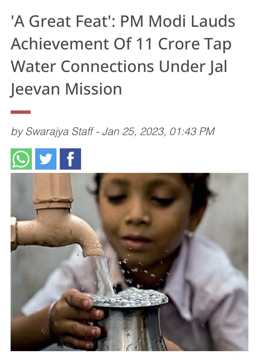 Did the Sengolin Chaiwala ever told us from where the water for these 11 crore tapes will come?

India captures only 8% of 4000 billion cubic meters of rain. About 70 per cent of our water sources are contaminated and country's major rivers are dying because of pollution.

1/2