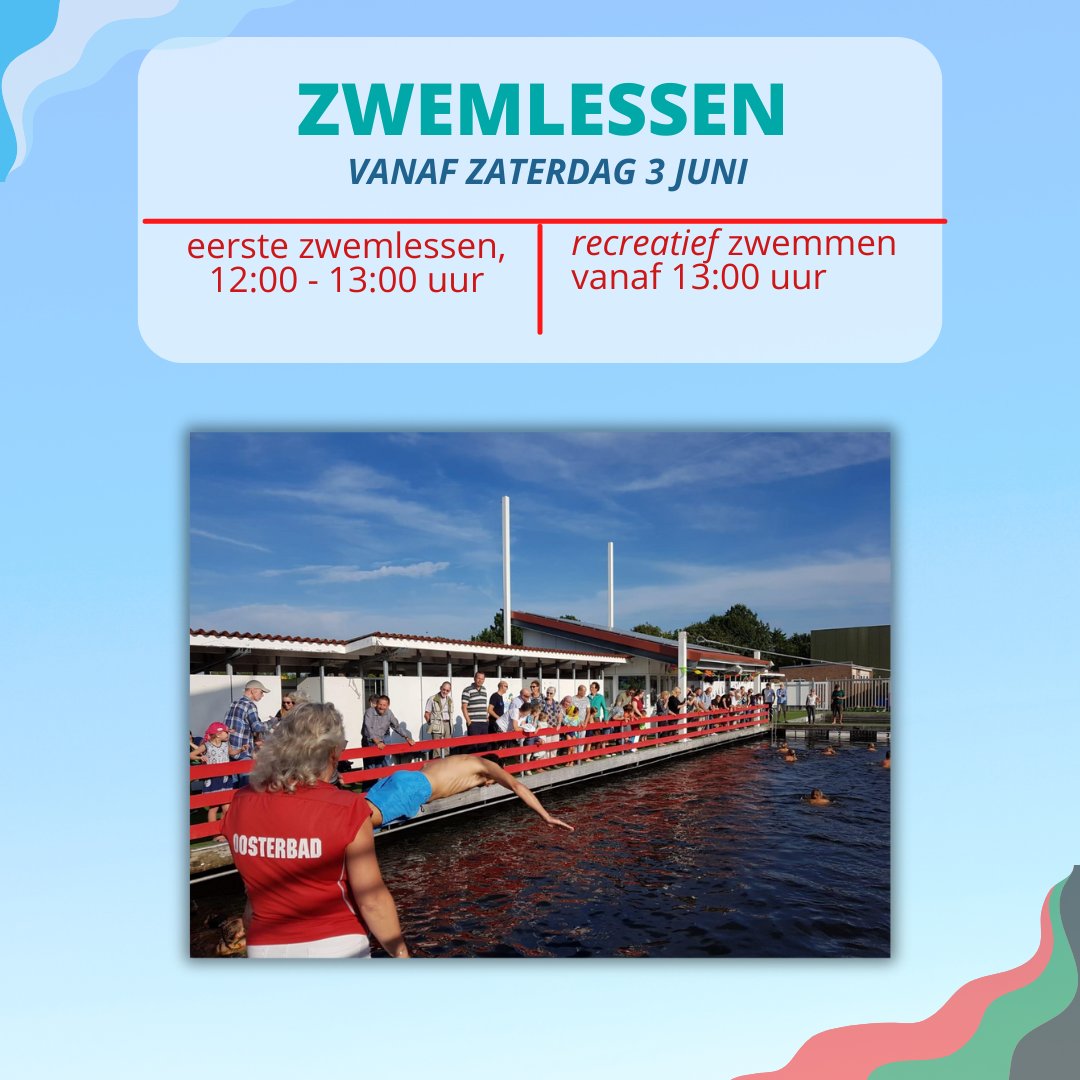 Vanaf zaterdag 3 juni 2023 starten de zwemlessen in Het Oosterbad: hetoosterbad.nl/zwemlessen-van…
Vijf minuten van Amstelveen, in natuurzuiver water zonder toevoegingen. Mét gediplomeerde instructrices. #zwemles #Aalsmeer #Amstelveen