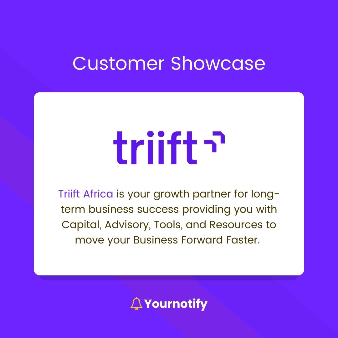 yournotify's tweet photo. 🌟 Another Customer Showcase Alert! 🌟

Yournotify is now the superpower brands use for their business growth! 🚀💌

With Yournotify, @TriiftAfrica  has redefined their marketing. 👏💪

#CustomerShowcase #TriiftAfrica #Yournotify https://t.co/dqYzvwzKW1