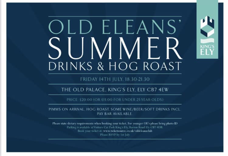 A great opportunity to catch up with old friends in a beautiful setting! Who’s coming?
ticketsource.co.uk/oldeleansclub