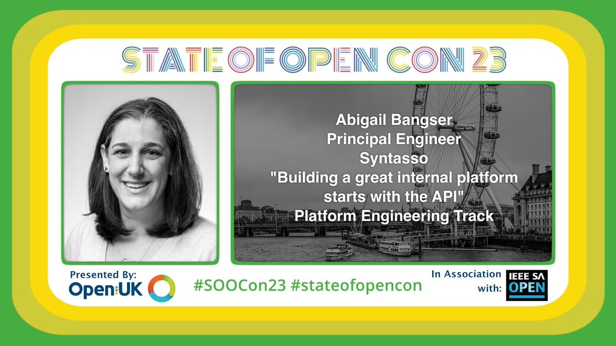 Watch @a_bangser, Principle Engineer at @syntasso speak about 'Building a great internal platform starts with the API' at State of Open Con 23 #SOOCon23 #OpenSource #PlatformEngineering 

youtu.be/m40l3p1lBDE?li…