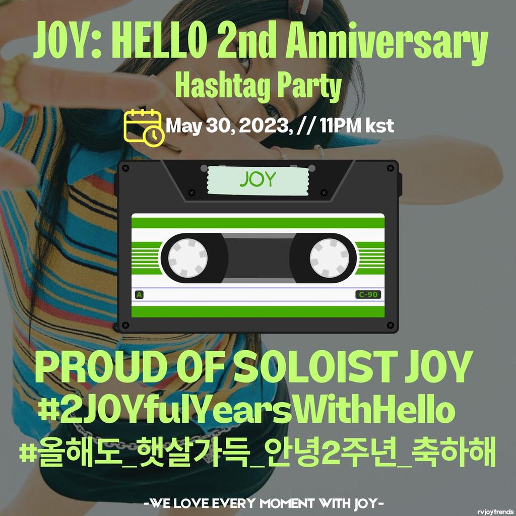 RVJOY-Trendsetter 📢 (@rvjoytrends) on Twitter photo ‼️ R E M I N D E R ‼️
Join our hashtag event later in celebration of Hello's 2nd anniversary. 🥳💚
🗓️ TODAY, 11pm KST
PROUD OF SOLOIST JOY
#⃣2JOYfulYearsWithHello
#⃣올해도_햇살가득_안녕2주년_축하해
#JOY #조이 <a href="/RVsmtown/">Red Velvet</a> ‼️ R E M I N D E R ‼️
Join our hashtag event later in celebration of Hello's 2nd anniversary. 🥳💚
🗓️ TODAY, 11pm KST
PROUD OF SOLOIST JOY
#⃣2JOYfulYearsWithHello
#⃣올해도_햇살가득_안녕2주년_축하해
#JOY #조이 <a href="/RVsmtown/">Red Velvet</a>