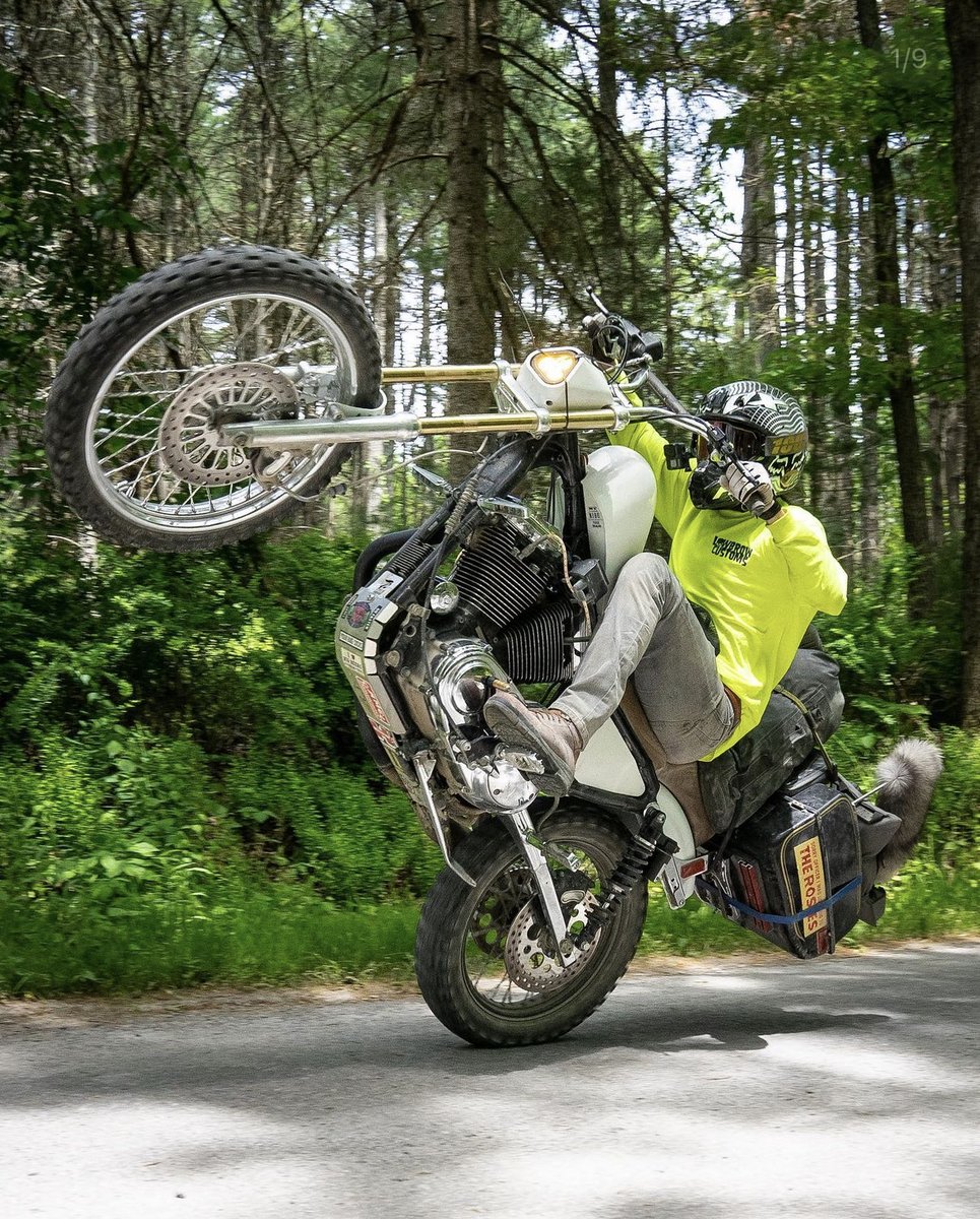 LowbrowCustoms's tweet photo. @bungo_industries getting wild on Sportster Summer trip this passed weekend. photo by @chicken_fried_choppers #sportstersummer #wheeliegoodtime #fun #sportsters #rideeverywhere #trackerdie #trackers #sportstertracker https://t.co/dmmd3NdB3i