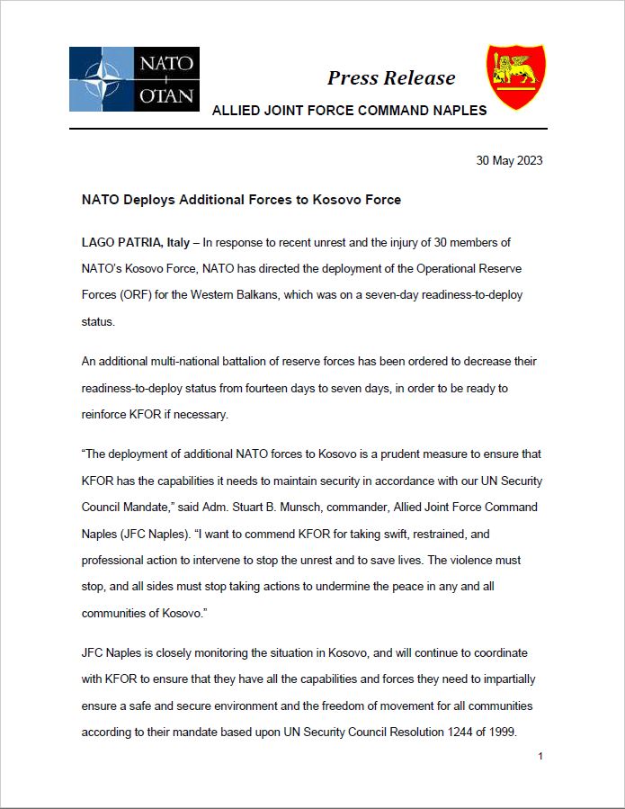NATO JFC Naples on Twitter "according to their mandate based upon UN