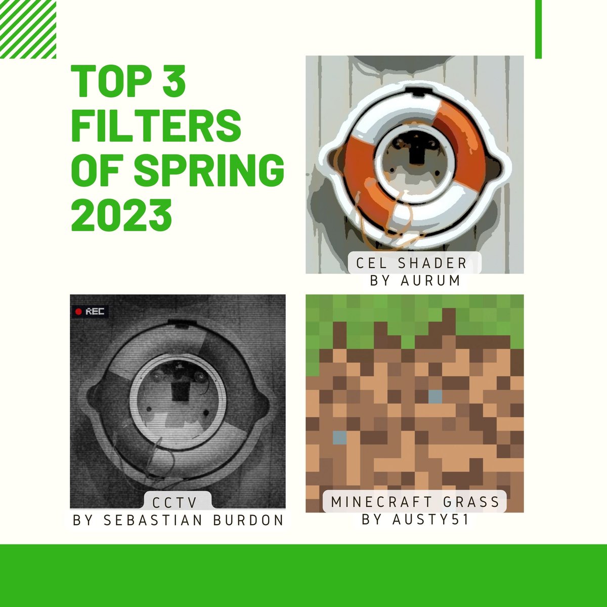 Top 3 filters of Spring 2023

#1 Cel Shader by Aurum
filterforge.com/filters/4884.h…

#2 CCTV by Sebastian Burdon
filterforge.com/filters/10913.…

#3 Minecraft Grass by Austy51
filterforge.com/filters/11635.…

#filterforge #Minecrafttexture #animation #celshading #cctveffect