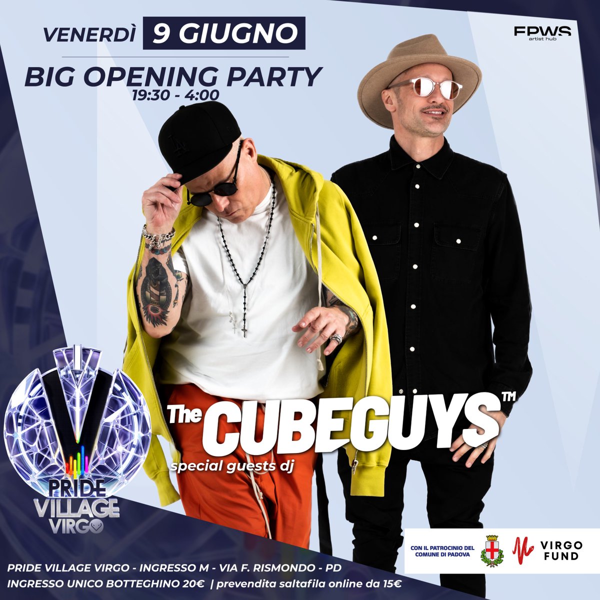 Dopo LEVANTE e gli EIFFEL 65, venerdì 9 giugno saranno ospiti anche i <a href="/THECUBEGUYS/">TheCubeGuys</a>: un progetto nato nel 2005 che ha collaborato con Bob Sinclair, Tiesto e molti altri.

Tutto il programma: pridevillage.it

Salta tutte le file con la prevendita: ticketmaster.it/artist/pride-v…