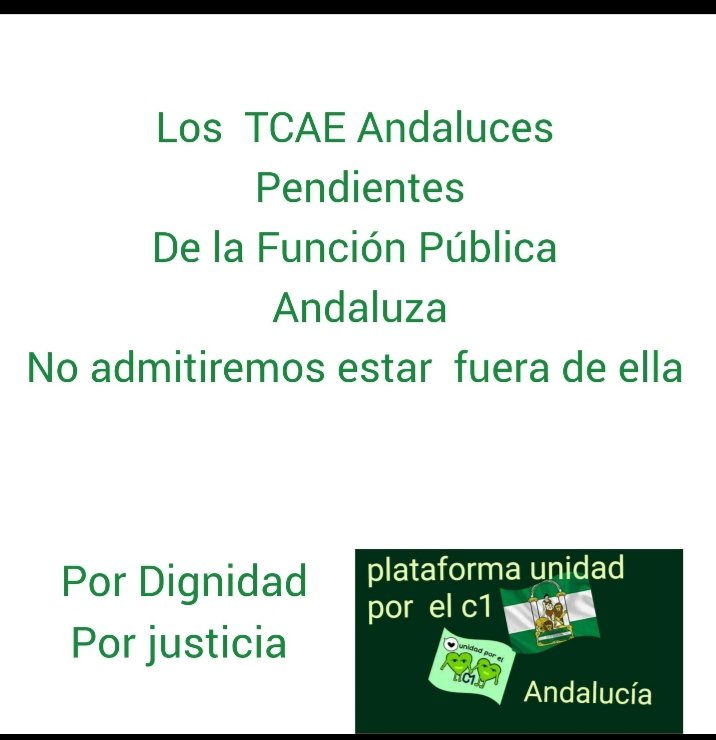 @Sonia18586892 @AndaluciaJunta @ccooandalucia @CSIFAndalucia 
@UGT_Andalucia 
@JuanMa_Moreno 
#tcaefuncionesc1ya 
#C1YA 
#soytecnicoyenfermeria 
#TCAE
#yolohagoyolocobro 
Actualización de funciones!!
C1 YA!!