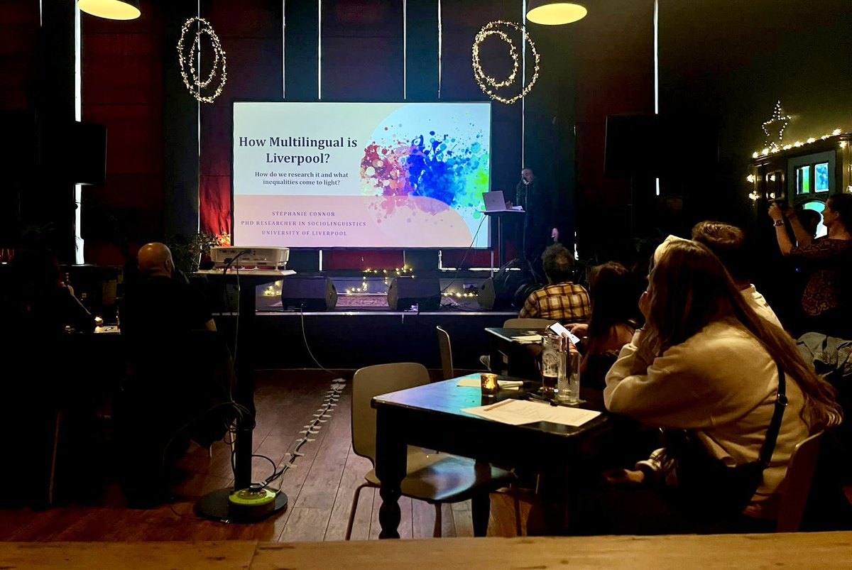Great experience presenting at this years’ @pintofscience @ LEAF in Liverpool, speaking about the inequalities that come to light when researching #languagediversity and #languagepolicy in Liverpool. 

#Pint23 @livunilanguages