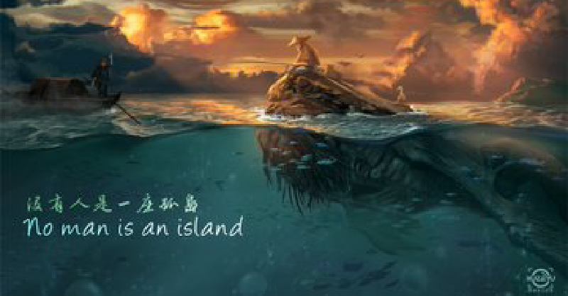 BarelyComic's tweet photo. “No man is an island”——Follow this account for more original paintings and caricatures！ https://t.co/7C7disLko8