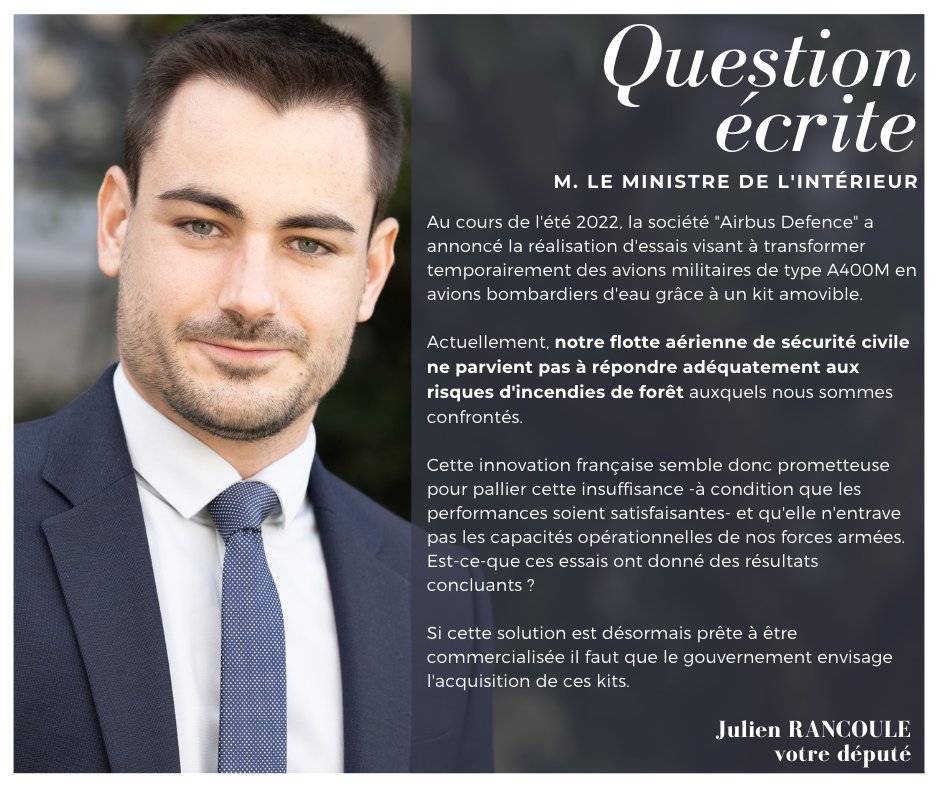 J_Rancoule's tweet image. Retrouvez ma question écrite sur la transformation d'avions A400M en #bombardiers d'eau, en entier ici : 👉🏻 questions.assemblee-nationale.fr/q16/16-8510QE.…