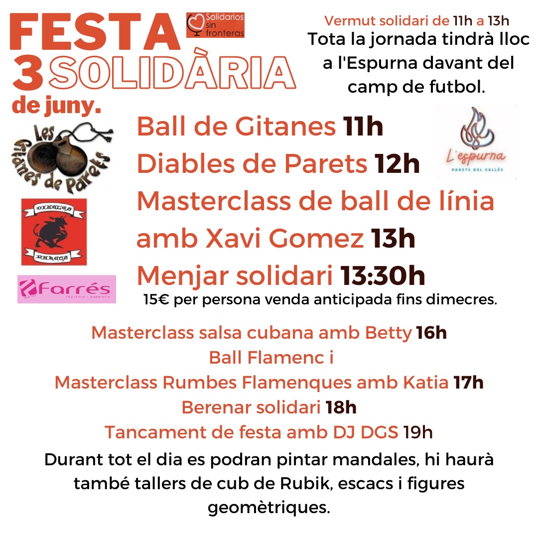 MatesParets's tweet photo. FIESTA SOLIDARIA, ESTE SÁBADO 3/06/23. Lo recaudado irá a https://t.co/Y8sK2o7xhN GRACIAS https://t.co/6T6piZ5Bhj