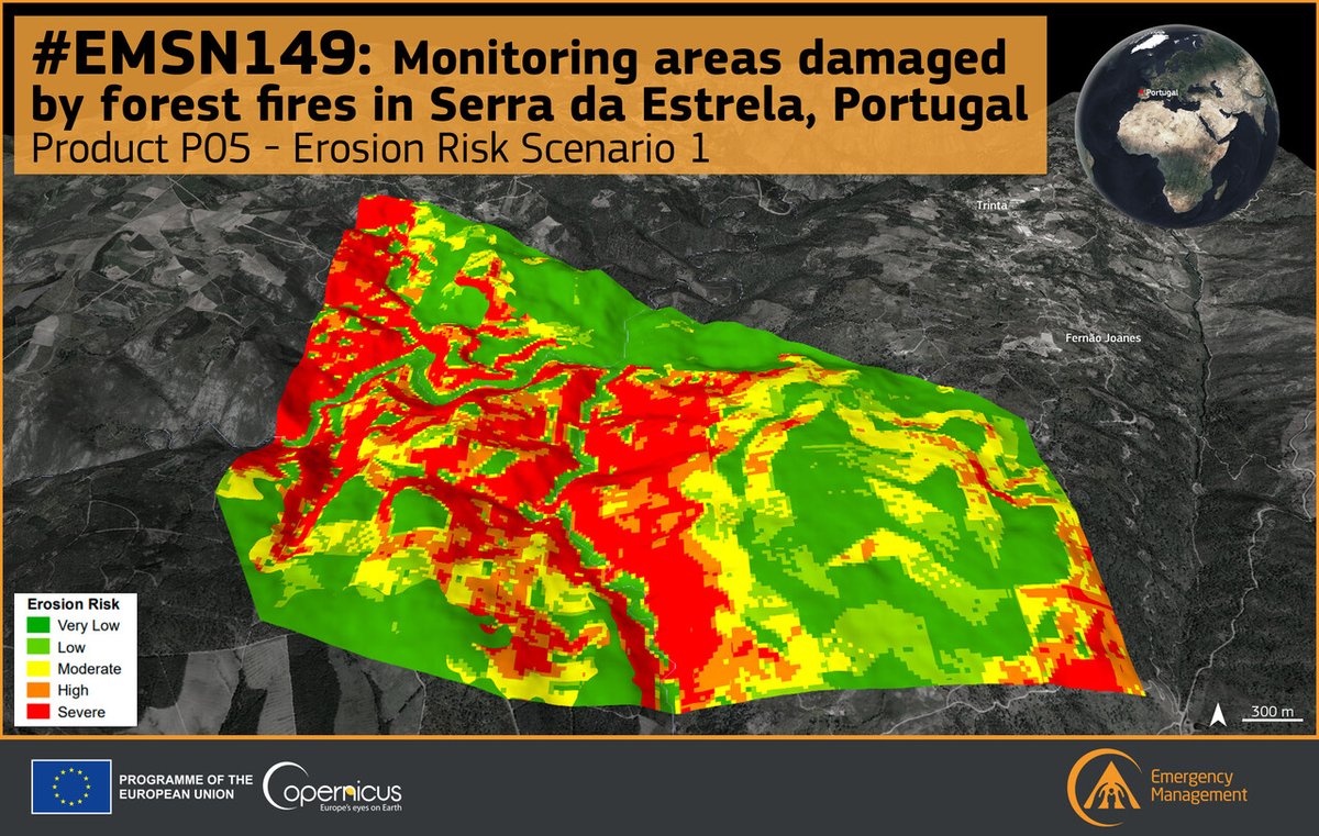 CopernicusEMS's tweet photo. #EMSN149

In August 2022 a #wildfire🔥 affected the Serra da Estrela National Park in #Portugal 🇵🇹

Our Risk &amp; Recovery Mapping #RRM team has delivered a set of products including:
⬇️Erosion Risk Scenarios

All the products are available at👇 https://t.co/bYX6aQWgQ2 https://t.co/Rk42NASCeU