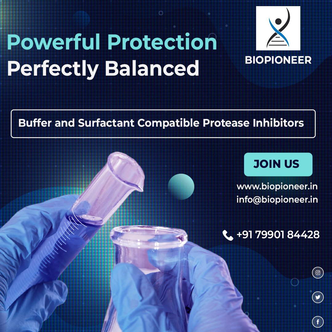 biopioneerindia's tweet photo. Dive into the world of protein protection! π§ͺ
Splish, splash! Our protease inhibitors are ready to make waves in your buffers and surfactants, ensuring your proteins stay safe and sound.
#proteinProtection #proteaseinhibitors #biopioneer https://t.co/FhUoUehjZN