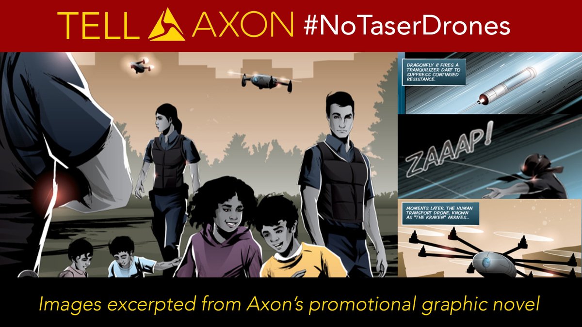openmicmedia's tweet image. 1/3 This week @axon_us shareholders can vote to stop the development of AI-powered Taser drones. People are not comic book characters, and Taser drones have no place in our schools.  

#AxonEthics #NoTaserDrones

loom.ly/5yYtAV0