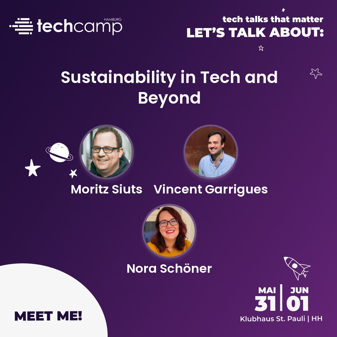 🌱 Sustainability in Tech and Beyond 🌱 What does that mean and how can you act responsible in Software Engineering? 👩🏻‍💻🧑🏽‍💻

➡️ Join our Keynote on 31st of May at 9:15 a.m. at @techcampHH 
For more 👉🏻 techcamp.hamburg/programm-2023/

We are looking forward to meet you tomorrow ☕️☀️