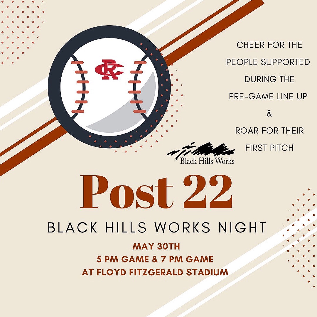 You're invited!

This afternoon, Tuesday the 30th, is #Post22 'Black Hills Works Night' at #FloydFitzgeraldStadium! There are two #baseball games, one at 5pm and one at 7pm. 

🏷️
#blackhillsworks #disabilitiesawareness #rapidictyevent #rapidcity #visitrapidcity #hifromsd