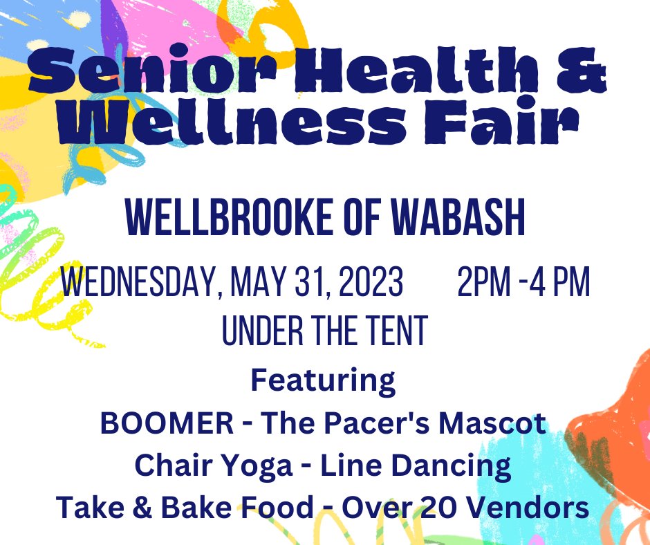 Wabash_WB's tweet photo. Please join us on Wednesday, May 31 from 2 to 4 pm for this wonderful event under the big top in our parking lot! Boomer from the Pacers, Line Dancing, Over 20 vendors and Take and Make meals! https://t.co/nVLi6A6UDd