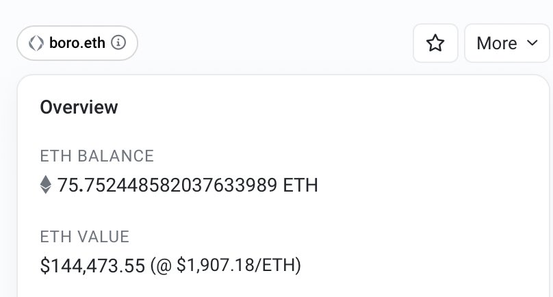 borovik also has another wallet with 75 eth but you keep sending him eth for a new iphone 😂 🤡