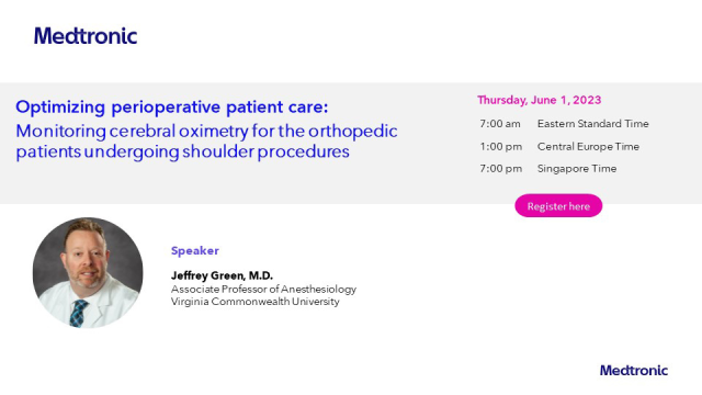 RSVP for our June 1st webinar with Dr. Jeffrey Green, who will discuss how #NIRS (Near Infrared Spectroscopy) technology allows real-time measurement of cerebral oxygenation and may minimize the frequency of adverse events. #MedtronicEmployee bit.ly/3otog32