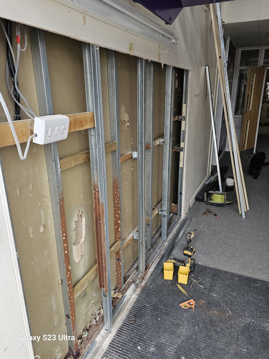 Restoring rotten walls. Investing in schools. New wall panels being replaced for a safer environment #makingbetter #schools #investinschools @reach2trust