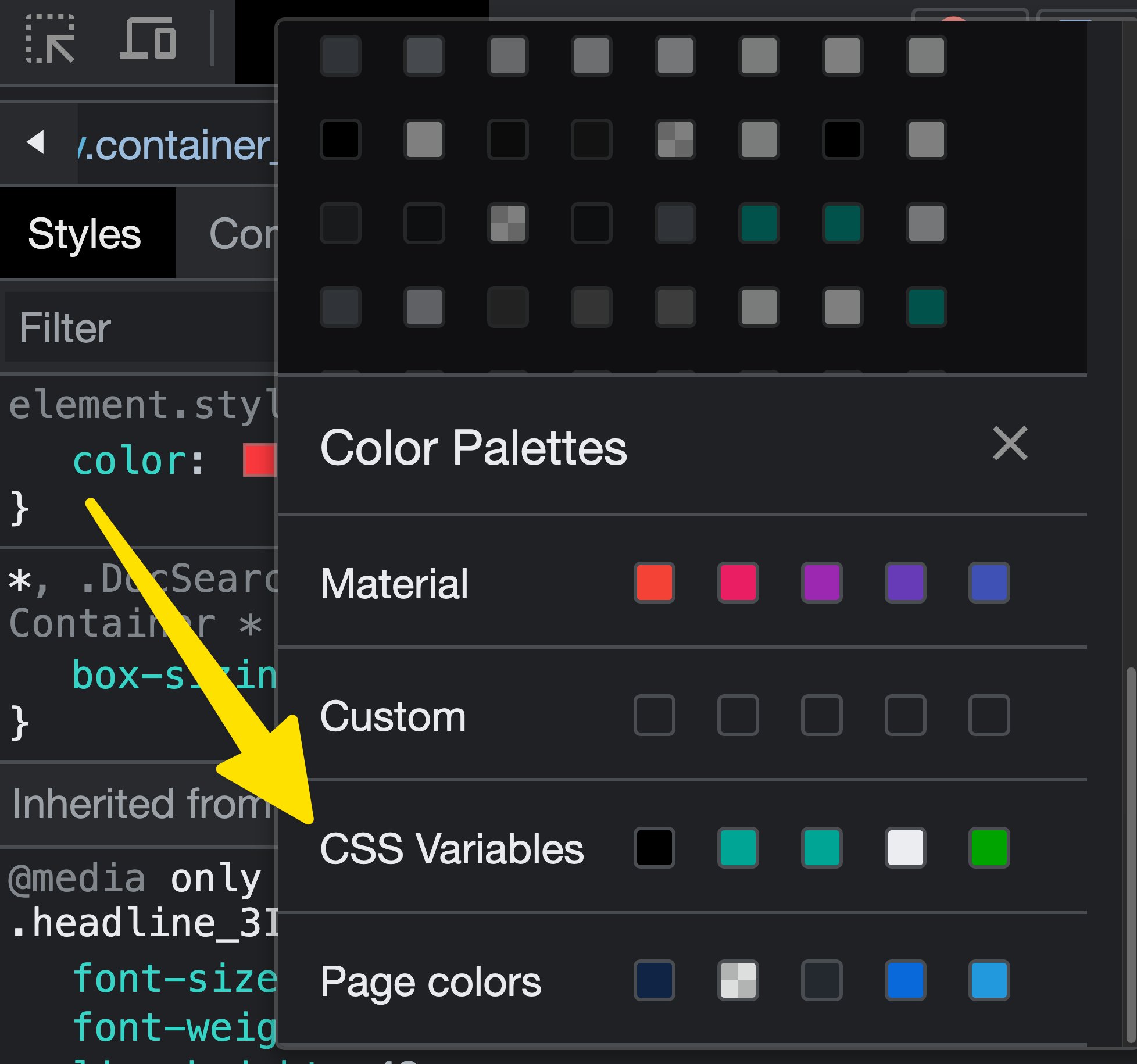 Umar Hansa on X: "Woah the DevTools colour picker tool now displays all the colours from your CSS variables, and when you select a colour, it uses the actual variable name! https://t.co/xlaIA6gjW7" / Umar Hansa on X: "Woah the DevTools colour picker tool now displays all the colours from your CSS variables, and when you select a colour, it uses the actual variable name! https://t.co/xlaIA6gjW7" /