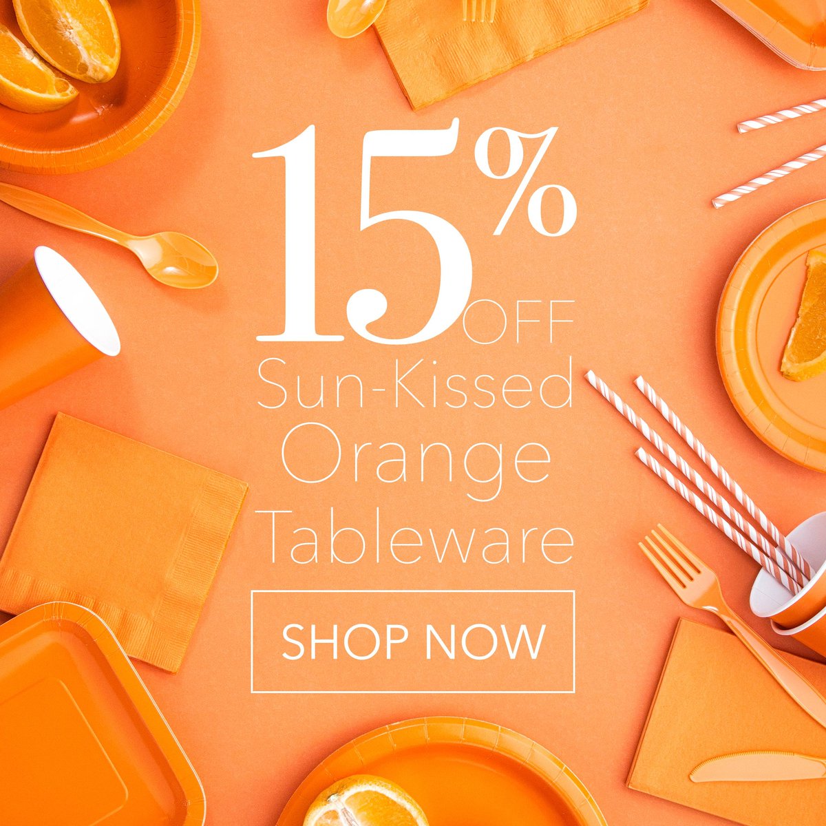 LAST CHANCE for COLOR OF THE MONTH! Soak up the sun and enjoy 15% off our summery Sunkissed Orange party supplies through tomorrow! 
napkins.com/sunkissed-oran…
.
.
#party #partyplanning #partysupplies #eventplanning