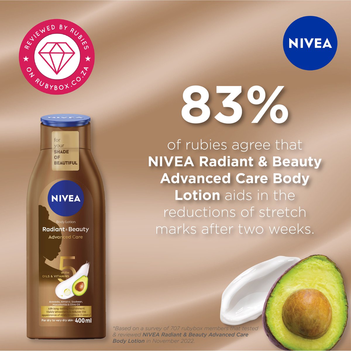 rubybox_beauty's tweet photo. Just another reason why you shouldn’t wait to purchase the NEW NIVEA Radiant &amp; Beauty Advanced Care Body Lotion🤎🤎🤎

#rubybox #ForYourShadeOfBeautiful #YouAreLivingArt #NIVEA #NIVEARadiantAndBeauty
@niveasouthafrica https://t.co/x2GESbK3Gz