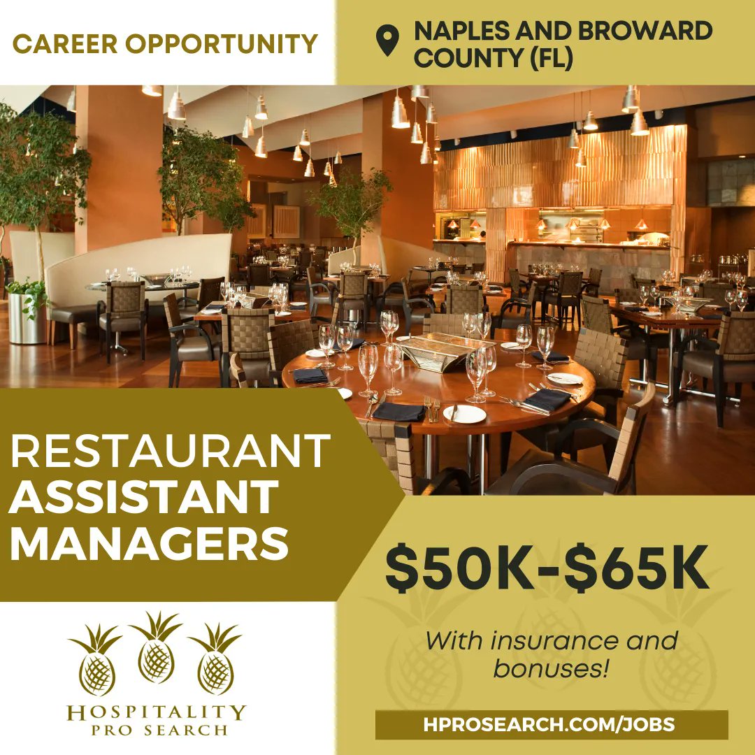 HProSearch's tweet image. 🤝💼 Lead this restaurant in Florida to create a thriving and profitable store environment, delivering unparalleled service, hospitality, and mouthwatering food and beverages to every guest.

➡️Apply through this link: buff.ly/3WInjAn

#hprosearch #restaurant #service
