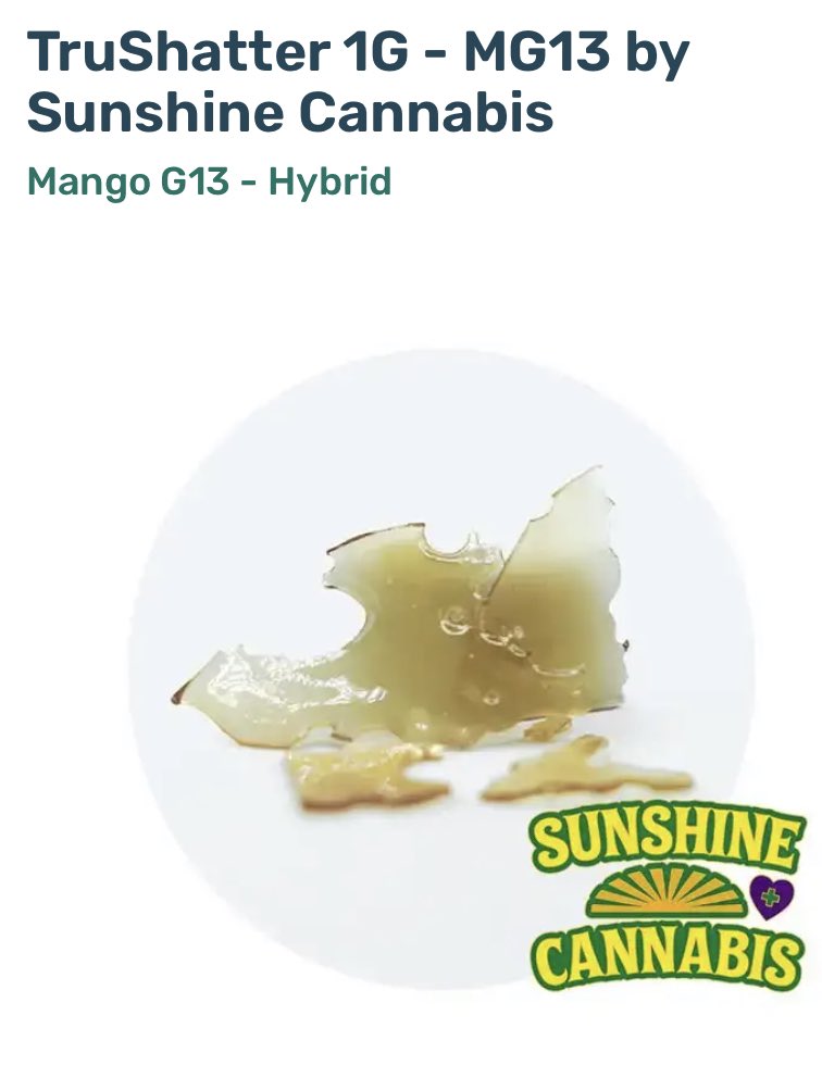 SunshineCannab2's tweet photo. Good morning #SunshineFam hope everyone got to relax this weekend. Energize the rest of your week by trying these brand new batches of #MangoG13 strain in a #Trupod and #Shatter now available at your #Florida @Trulieve location 💚☀️🏆 #SunshineCannabis #FloridaBrand #Trulieve https://t.co/E58gU4OPkZ