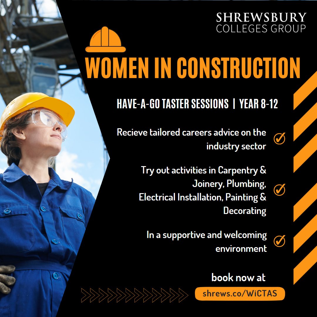Our women in construction events return on Thursday June 8 with taster sessions for year 8-12 girls. This event will give you the chance to complete industry related activites and ask experts questions about their chosen fields. More info and tickets: eu1.hubs.ly/H03XvJ70