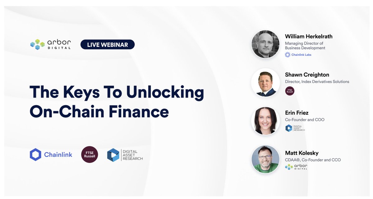 arbor_digital's tweet photo. Join Arbor Digital alongside our partners on May 31st for, "The Keys To Unlocking On-Chain Finance" webinar designed for business and technical leaders at the intersection of traditional finance and blockchain technology. #digitalassets #blockchain

https://t.co/zrCMeoRv7s https://t.co/w4SQ3WCBa5