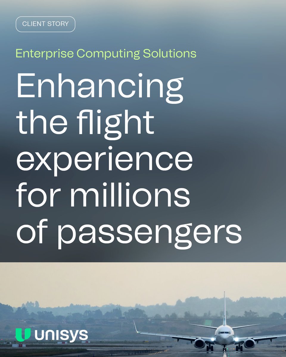 unisys's tweet photo. Catch flights, not IT challenges. Learn how Unisys is optimizing an airline’s flight operations to stay competitive and adaptive in any situation — even unexpected ones. https://t.co/mdx65zT6aM
#hybridcloud #SaaS #BreakthroughwithUnisys https://t.co/rGyKaPQJVi