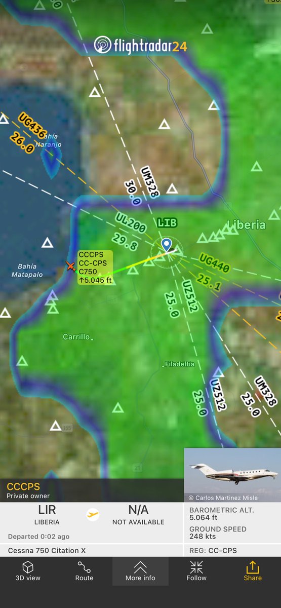 adsbcr's tweet image. Flight from Liberia 
fr24.com/CCCPS/3080edab despegó de @Guanacaste_LIR #ADSB #CCCPS