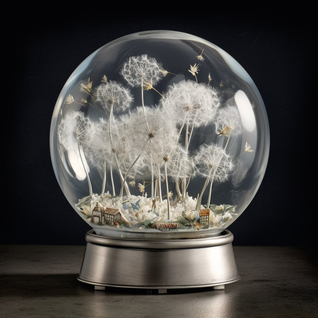 snow globe containing delicate dandelions @midjourney #midjourneyV5 #aiartgeneratedart #generativeart #generativeartwork #artificialintelligenceai #aiartgenerator #aiartwork #aiartworks #artificialintelligence #midjourney #midjourneyart #midjourneycommunity