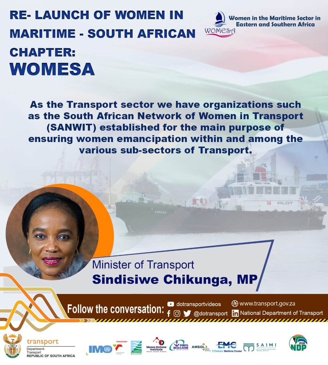 Dotransport's tweet photo. RE-LAUNCH of WOMEN IN MARITIME - SOUTH AFRICAN CHAPTER (WOMESA)
#WOMESA https://t.co/7VaEQEmDtM