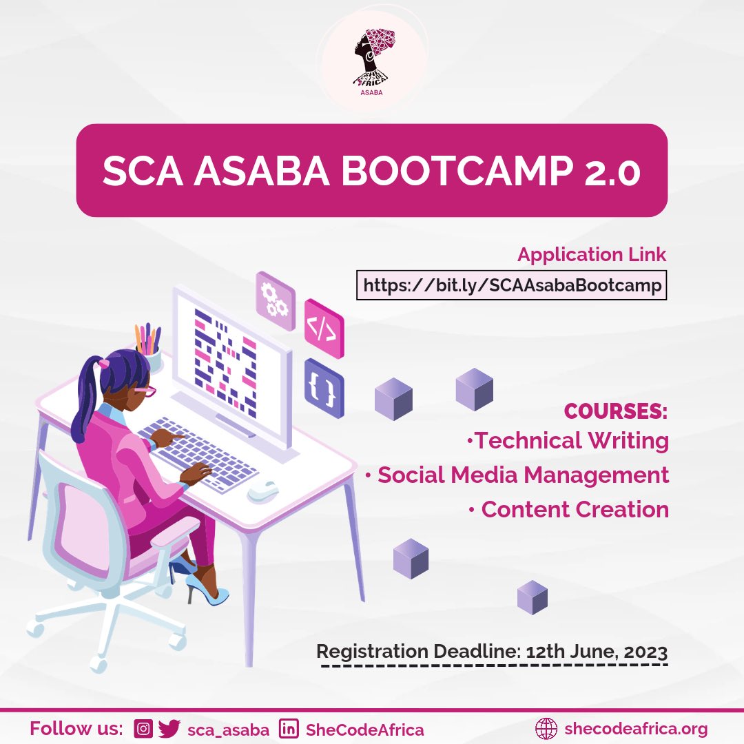 It’s Bootcamp 2.0 o’ Clock 

This upcoming bootcamp is an intensive, immersive training program designed to teach participants the skills needed to thrive in this fields and to become proficient in it. 

Register via the link 👇🏻
