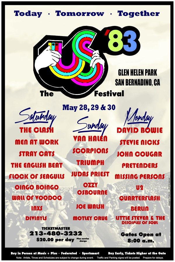 The US Festival in 1983! 
Which day are you attending? Only one, please.