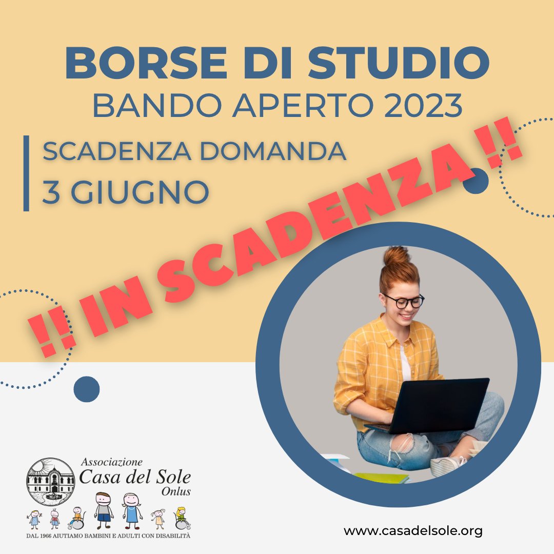 ⚠️ATTENZIONE⚠️
⚠️SCANDENZA BANDO 3 GIUGNO⚠️
📷✅OSTI ANCORA DISPONIBILI✅
#bandoaperto2023 #borsedistudio #selezionesettembre
✅borsa di 12.000€
✅selezione settembre - 11 mesi
✅età non superiore ai 30 anni
⚠️qui info casadelsole.org