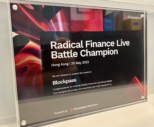 Blockpass won 'Battle Champion' award in the #RadicalFinance startup pitch. Well done Blockpass CEO Adam Vaziri @cryptoregtech @finoverse #radfi event in Hong Kong.   #digitalidentity #kyc #aml