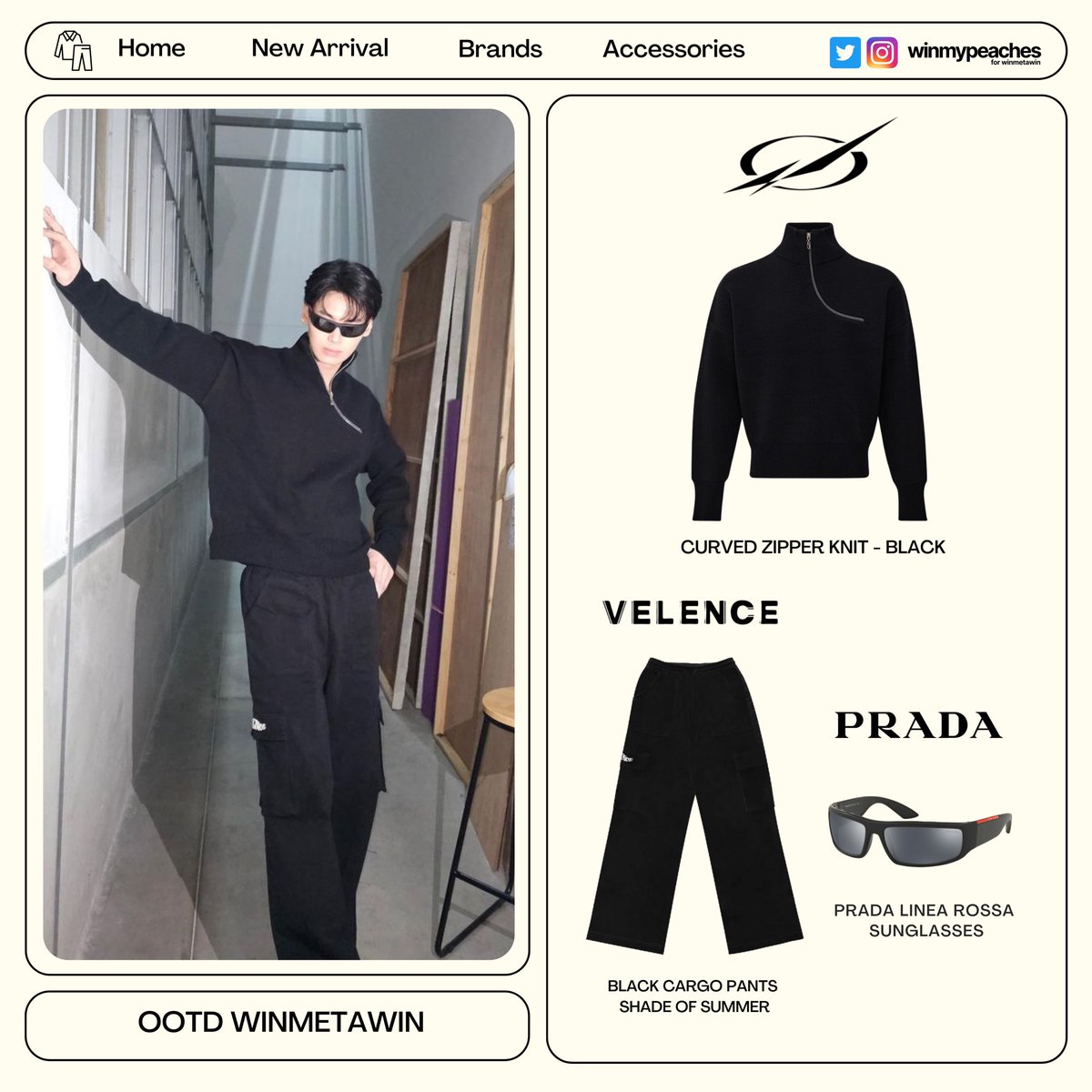 ✨Outfit @winmetawin

#51PERCENT
🥼Curved zipper knit

@velencebkk 
👖Black Cargo Pants Shade of Summer

@Prada
🕶️ Prada Linea Rossa Sunglasses 

📷 instagram.com/p/Cs3Xucxv7OT/…

#winmetawin 
#Prada #PradaXwin 
#PradaLineaRossa 
#Velencebkk #Shadeofsummer2023
#WinStyle_WMPdump