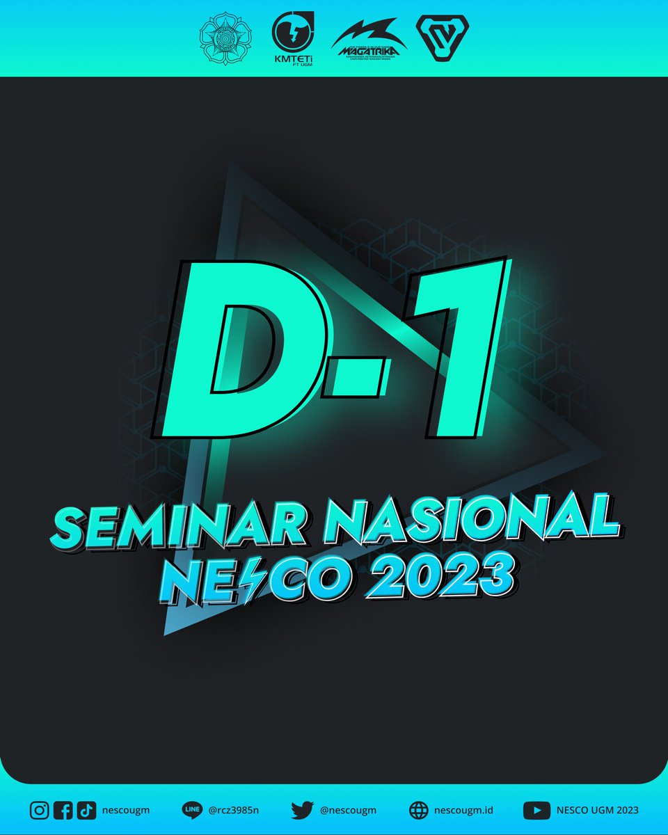 ⏳[ D-1 TO NATIONAL SEMINAR ]⏳

H-1 menuju Seminar Nasional NESCO UGM 2023!
Tandai kalendermu pada 27 Mei 2023 supaya tidak kelewatan ya!📅

Sampai jumpa di hari-H, Nescopeeps!🙌