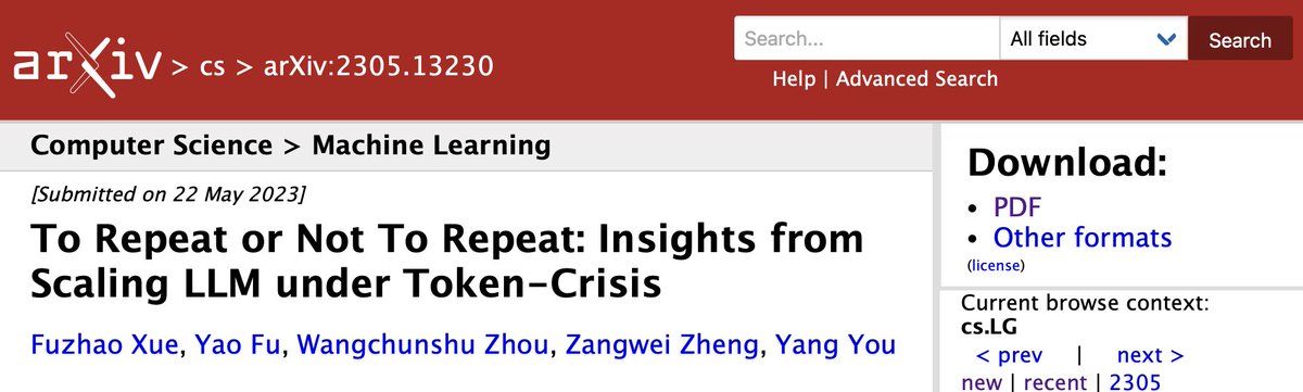 What happens if we train LLMs for multiple epochs? The question I asked multiple times in the past finally got answered in this new preprint, 'To Repeat or Not To Repeat: Insights from Scaling LLM under Token-Crisis'. 1/6