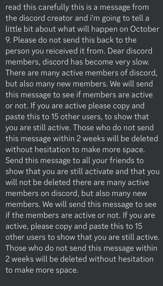 Guys please remember if you don’t want to be deleted send this to 20 of your friends of you will die in your sleep.