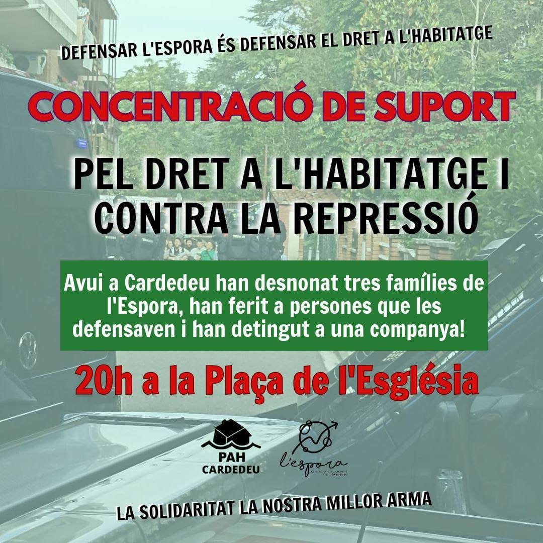 ⚠️Ja amb nosaltres!!!

La Joana, detinguda aquest matí en el desnonament de tres famílies a #Cardedeu ja ha quedat en llibertat!

Aquest vespre, contra la repressió i pel dret a l'habitatge, serem amb la <a href="/pahcardedeu/">PAH Cardedeu</a> !!!