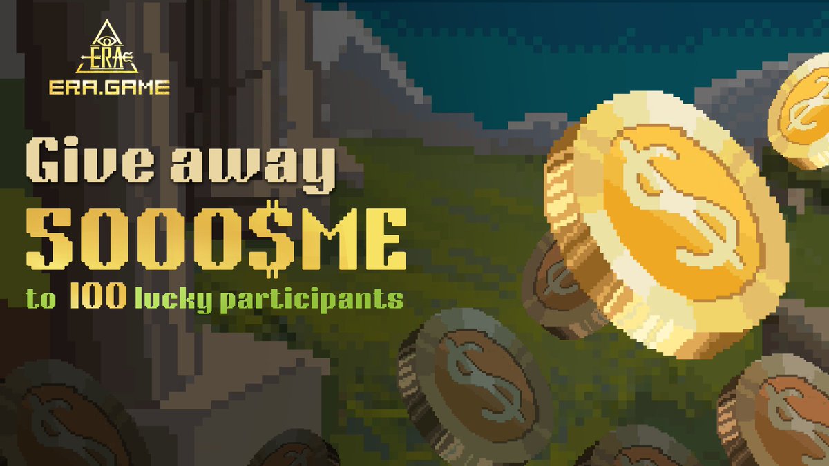 📣 ERA Airdrop Massive #Giveaway

🎁 Total Airdrop Pool 5000$ME

To Enter:
✅ Follow @openeragame
✅ Like &amp; RT Tag 3 Friends 
✅ Finish tasks
gleam.io/competitions/c…

#Airdrop #Crypto #AirdropCrypto #airdrops