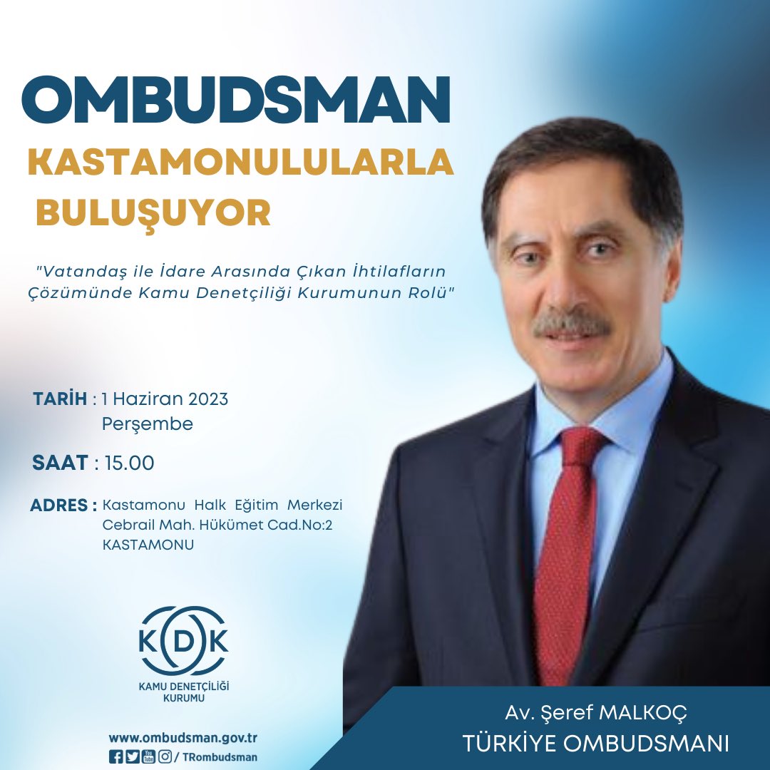 Ombudsman Kastamonulularla Buluşuyor❗️

🗓️ 1 Haziran Perşembe
🕒 15.00
📍 Kastamonu Halk Eğitim Merkezi

@AvSerefMalkoc @kastamonuvalilk #OmbudsmanKastamonulularlaBuluşuyor #KDK