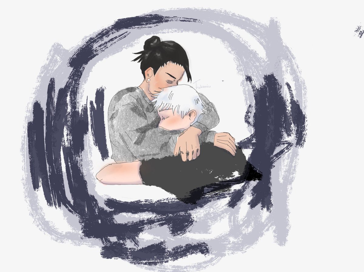 Tiukuniu's tweet photo. It’s finished! gojo satoru &amp; geto suguru cuddling, I felt some urgency for angst and comfort. Cant wait for s2 https://t.co/twfnnSzdJj
